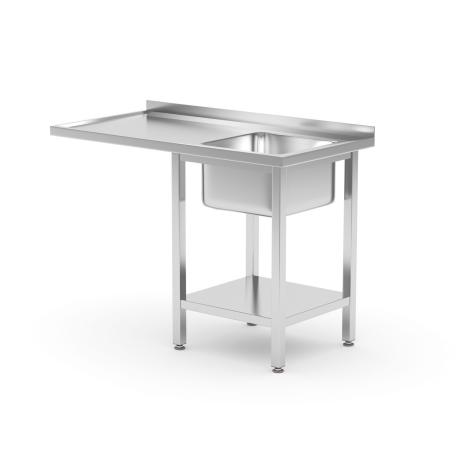 Dřezový stolek s policí a prostorem pro myčku nádobí pod pultem, HENDI, Vpravo, 1200x700x(H)850mm | 237526