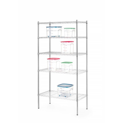 Úložný stojan s 5 policemi, HENDI, Chrom, 910x455x(H)1830mm | 812204