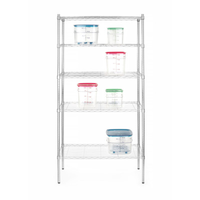 Úložný stojan s 5 policemi, HENDI, Chrom, 910x455x(H)1830mm | 812204