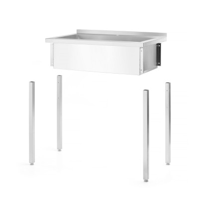 Stůl s jednokomorovým dřezem, bez zpětného krytu - přišroubovaný, hloubka 600 mm, HENDI, Budget Line, 1000x600x(H)850mm | 811023