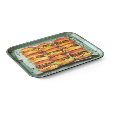 Servírovací podnos, protiskluzový, obdélný, s potiskem, HENDI, tasty burger, 330x430mm | 508008
