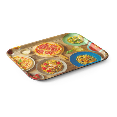 Servírovací podnos, protiskluzový, obdélný, s potiskem, HENDI, tasty pizza & pasta, 330x430mm | 508015