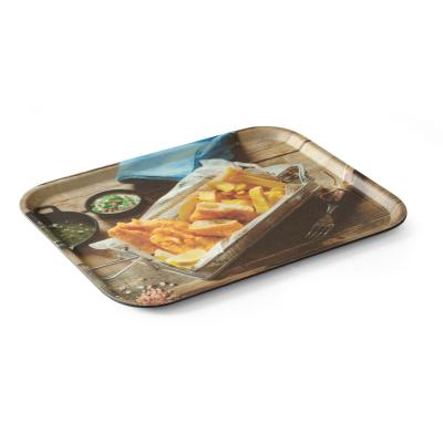 HENDI 508022 | Servírovací podnos, protiskluzový, obdélný, s potiskem, HENDI, tasty fish & chips