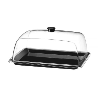 Obdélný podnos s poklopem, HENDI, GN 1/2, Průhledná, 335x275x(H)165mm | 203583
