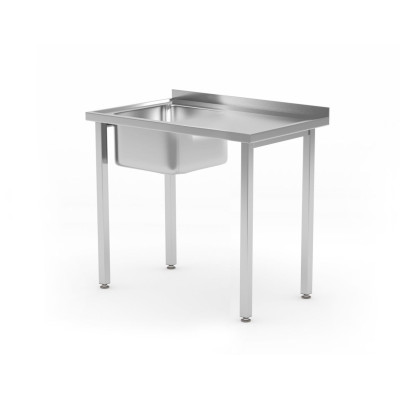 Dřezový stůl, šroubovaný, HENDI, Kitchen Line, umyvadlová mísa na levé straně, 800x600x(H)850mm | 816776