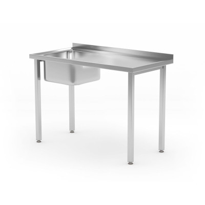 Dřezový stůl, šroubovaný, HENDI, Kitchen Line, dřez vlevo, 1000x600x(H)850mm | 816790