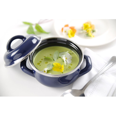 Hrnec na polévku a omáčku s pokličkou, HENDI, 0,3L, Modrá, 115x(H)90mm | 625804