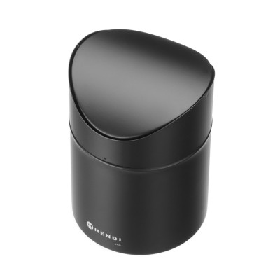 Odpadkový koš na stolek s otočným krytem, HENDI, 1,2L, Černá, 120x(H)165mm | 440773