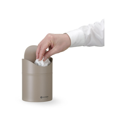 Odpadkový koš na stolek s otočným krytem, HENDI, 1,2L, Béžová, 120x(H)165mm | 440797
