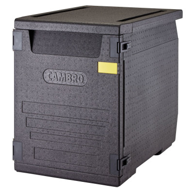 Termoizolační box Cam GoBox s předním plněním pro nádoby 600x400 mm, bez drážek, Cambro, 155 l, bez drážek, 155L, Černá,