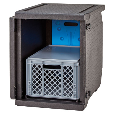 Termoizolační box Cam GoBox s předním plněním pro nádoby 600x400 mm, bez drážek, Cambro, 155 l, bez drážek, 155L, Černá,