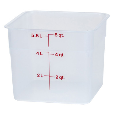 Transparentní polypropylenová nádoba na potraviny CamSquare, Cambro, 5,7 l, 5,7L, Průhledná, 215x215x(H)185mm | 6SFSPP190
