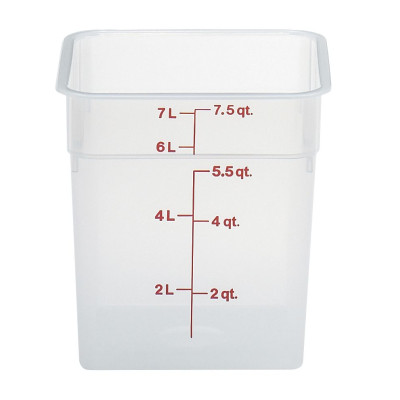 Transparentní polypropylenová nádoba na potraviny CamSquare, Cambro, 7,6 l, 7,6L, Průhledná, 215x215x(H)230mm | 8SFSPP190