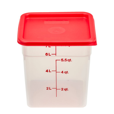Transparentní polypropylenová nádoba na potraviny CamSquare, Cambro, 7,6 l, 7,6L, Průhledná, 215x215x(H)230mm | 8SFSPP190