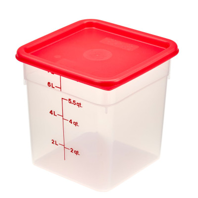 Transparentní polypropylenová nádoba na potraviny CamSquare, Cambro, 7,6 l, 7,6L, Průhledná, 215x215x(H)230mm | 8SFSPP190