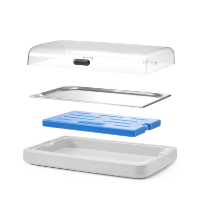 Chladící vitrína UNIQ, HENDI, designed by Robert Bronwasser, GN 1/1, Bílá, 593x389x(H)147mm, Obdélníkové | 871911