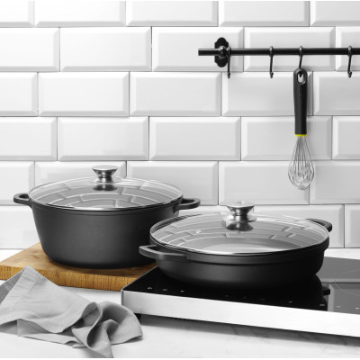 Hrnec s nepřilnavou povrchovou úpravou, HENDI, 7L, Černá, 367x290x(H)122mm | 611029