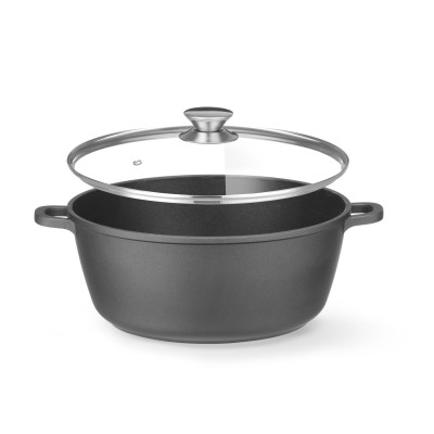Hrnec s nepřilnavou povrchovou úpravou, HENDI, 7,5L, Černá, 387x310x(H)130mm | 611036