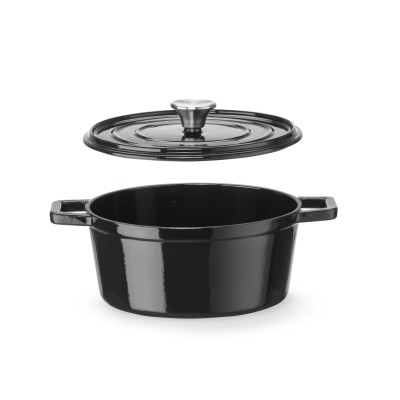 Litinový kastrol smaltovaný, HENDI, 3,7L, Černá, 317x240x(H)105mm | 626870