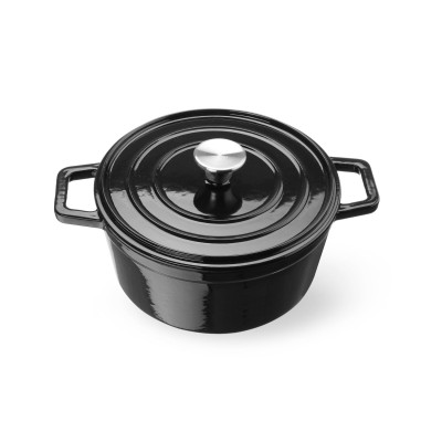 Litinový kastrol smaltovaný, HENDI, 3,7L, Černá, 317x240x(H)105mm | 626870