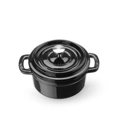 Litinový kastrol smaltovaný, HENDI, 0,27L, Černá, 130x100x(H)48mm | 626894