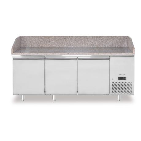 Chladicí stůl na pizzu s žulovou pracovní deskou, 3-dveřový, Arktic, 375L, žula, 230V/400W, 2010x800x(H)875mm | 220252