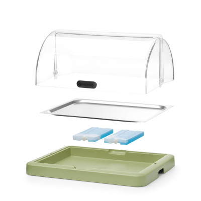 Chladicí vitrína roll top Duo UNIQ, HENDI, designed by Robert Bronwasser, Jednodílná, Zelená, 460x355x(H)220mm, Obdélníkové