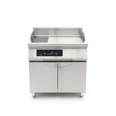 Indukční grilovací deska 700 - hladká a drážkovaná - 10 000 W - dvojitá - se stojanem | MAXIMA 09371100