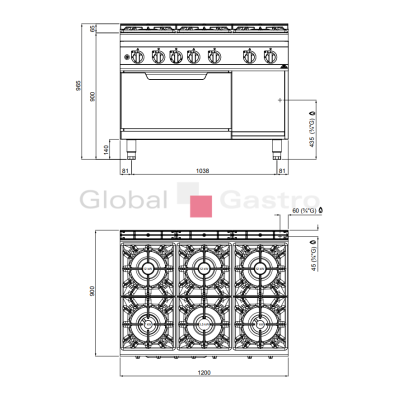 Sporák s troubou Bertos G9F6+FE | Bertos 7099027