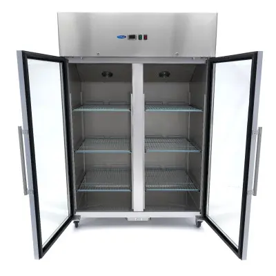 Maxima Mrazící skříň - 1200 l - 6 nastavitelné police (2/1 GN) - nerezová ocel - se skleněnými dveřmi |  09400016