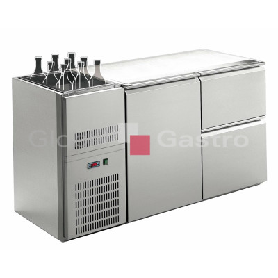 Stůl chladící barový REGS 212E (2 sekce/délka 1580mm) s chlazenou vanou na nápoje |  6090025