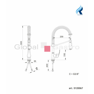 Baterie Ponny stolní se sprchou | Rubinetterie del Friuli 5120067