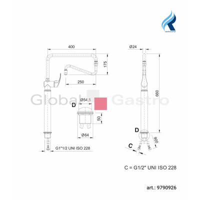 Napouštěcí rameno dvě vody | Rubinetterie del Friuli 9790926