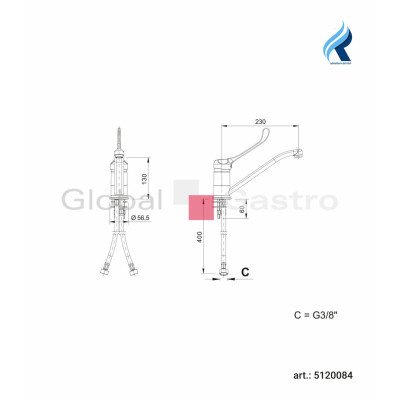 Baterie stolní profi eco provedení pákové 00208333 | Rubinetterie del Friuli 5120084