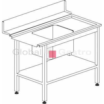 Stůl vstupní s dřezem s policí 1200 x 730 x 850 mm | KROMO 8644291