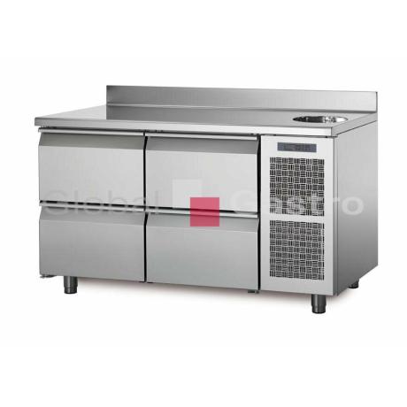 Chladící stůl TA13/4MS s deskou, dřezem a zadním lemem | Coldline 6171510