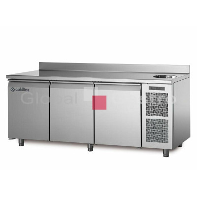 Chladící stůl TA17/1MS s deskou, dřezem a zadním lemem | Coldline 6171513