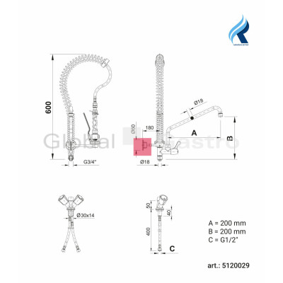 Sprcha tlaková na nádobí STAR 166 | Rubinetterie del Friuli 5120029