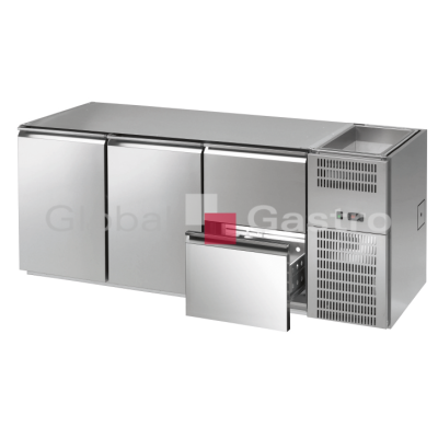 Stůl chladící barový REGD 322E (3 sekce/délka 2150 mm) s chlazenou vanou na nápoje | 6090016