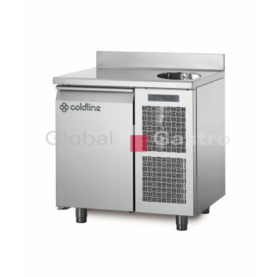 Mrazící stůl TA09/1BS s deskou, dřezem a zadním lemem | Coldline 6171500