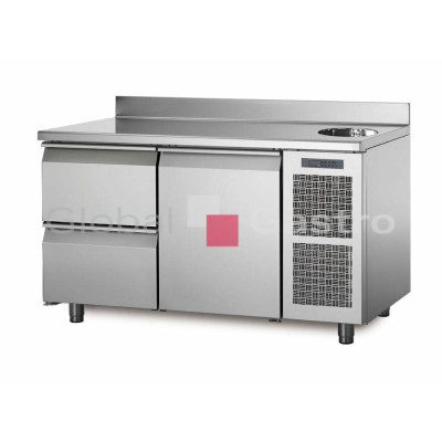 Chladící stůl TA13/2MS s deskou, dřezem a zadním lemem | Coldline 6171508