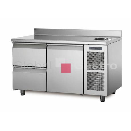 Chladící stůl TA13/2MS s deskou, dřezem a zadním lemem | Coldline 6171508