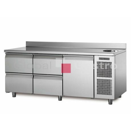 Chladící stůl TA17/3MS s deskou, dřezem a zadním lemem | Coldline 6171515