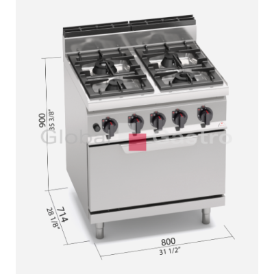 Sporák s troubou Bertos G7F4P+FG | Bertos 7097022