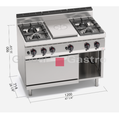 MASOPROFIT 7097048 | Sporák s troubou Bertos G7T4P4F+FG