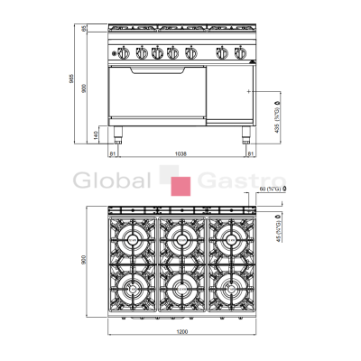 Sporák s troubou Bertos G9F6+FG | Bertos 7099020