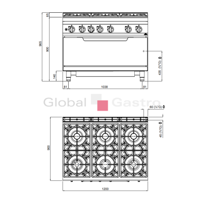Sporák s troubou Bertos G9F6+T | Bertos 7099021