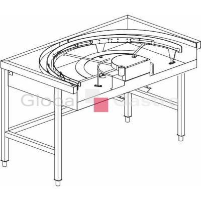 Stůl rohový 180° mechanizovaný 850 x 1500 x 850 mm | KROMO 8644289