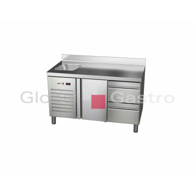 Stůl chladící ETP 7 135 12 HC S GI agregát vlevo + dřez | Asber 6176701LS