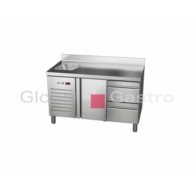 Stůl chladící ETP 7 135 12 HC S GI agregát vlevo + dřez | Asber 6176701LS